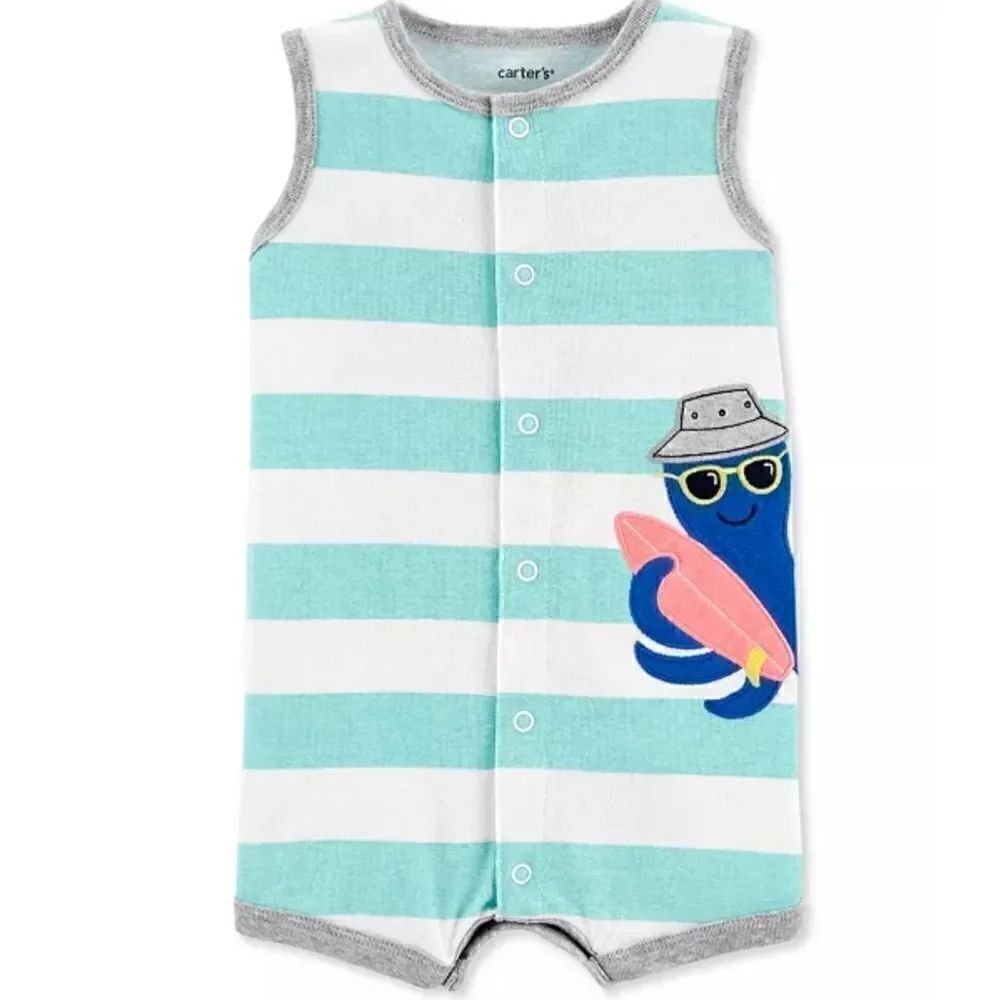 NWT Carters 12 month Striped Octopus Romper Snaps
